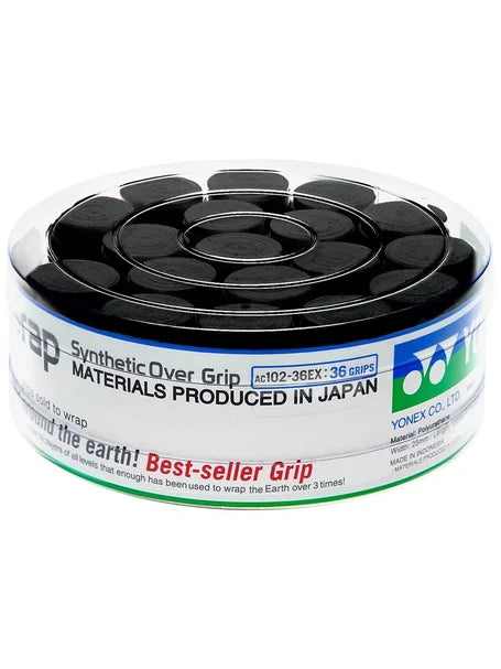 Yonex Super Grap Overgrip 36 Wraps - Black which is available for sale at GSM Sports