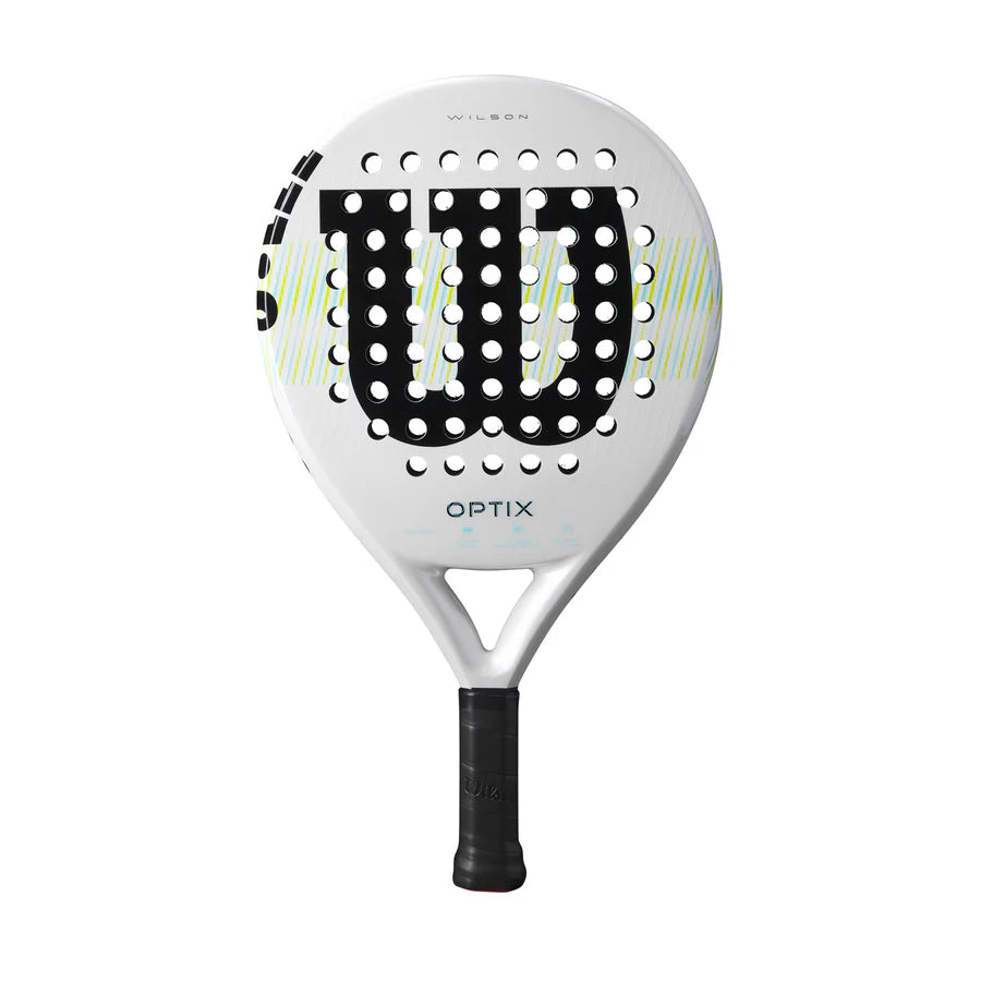 Wilson Optix V1 White Padel Racket which is available for sale at GSM Sports