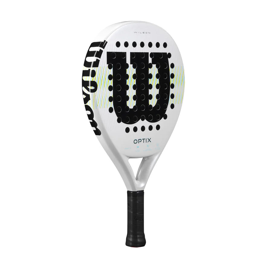 Wilson Optix V1 White Padel Racket which is available for sale at GSM Sports