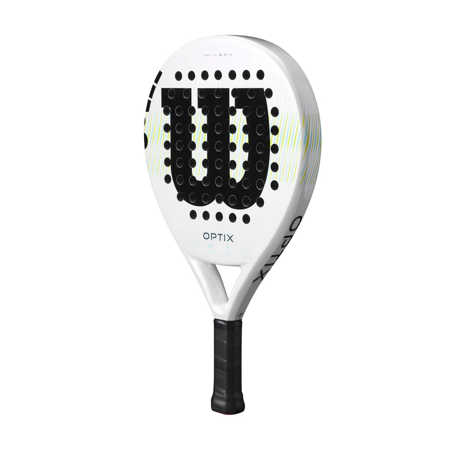 Wilson Optix V1 White Padel Racket which is available for sale at GSM Sports