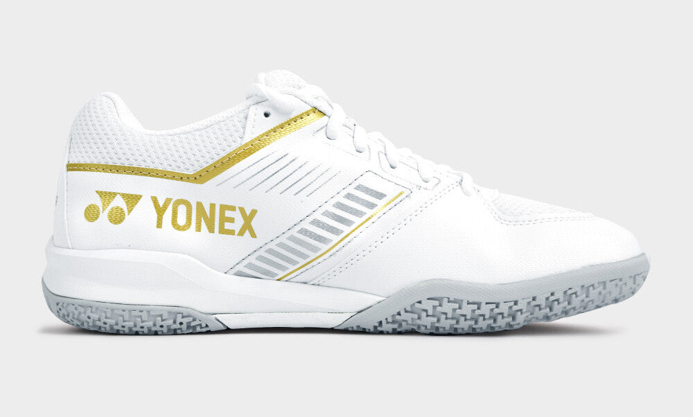 Yonex Power Cushion Strider Flow White Gold Badminton Shoes which is available for sale at GSM Sports