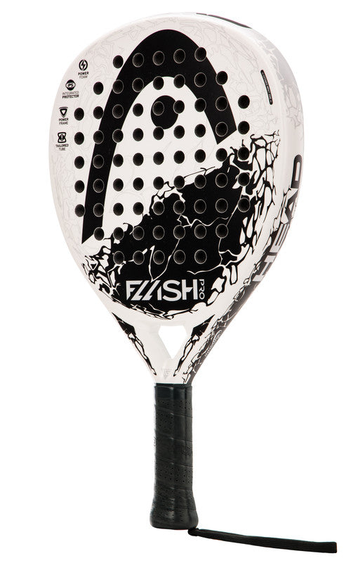 The Head Flash Pro 2.0 Padel Racket in white and black available for sale at GSM Sports.