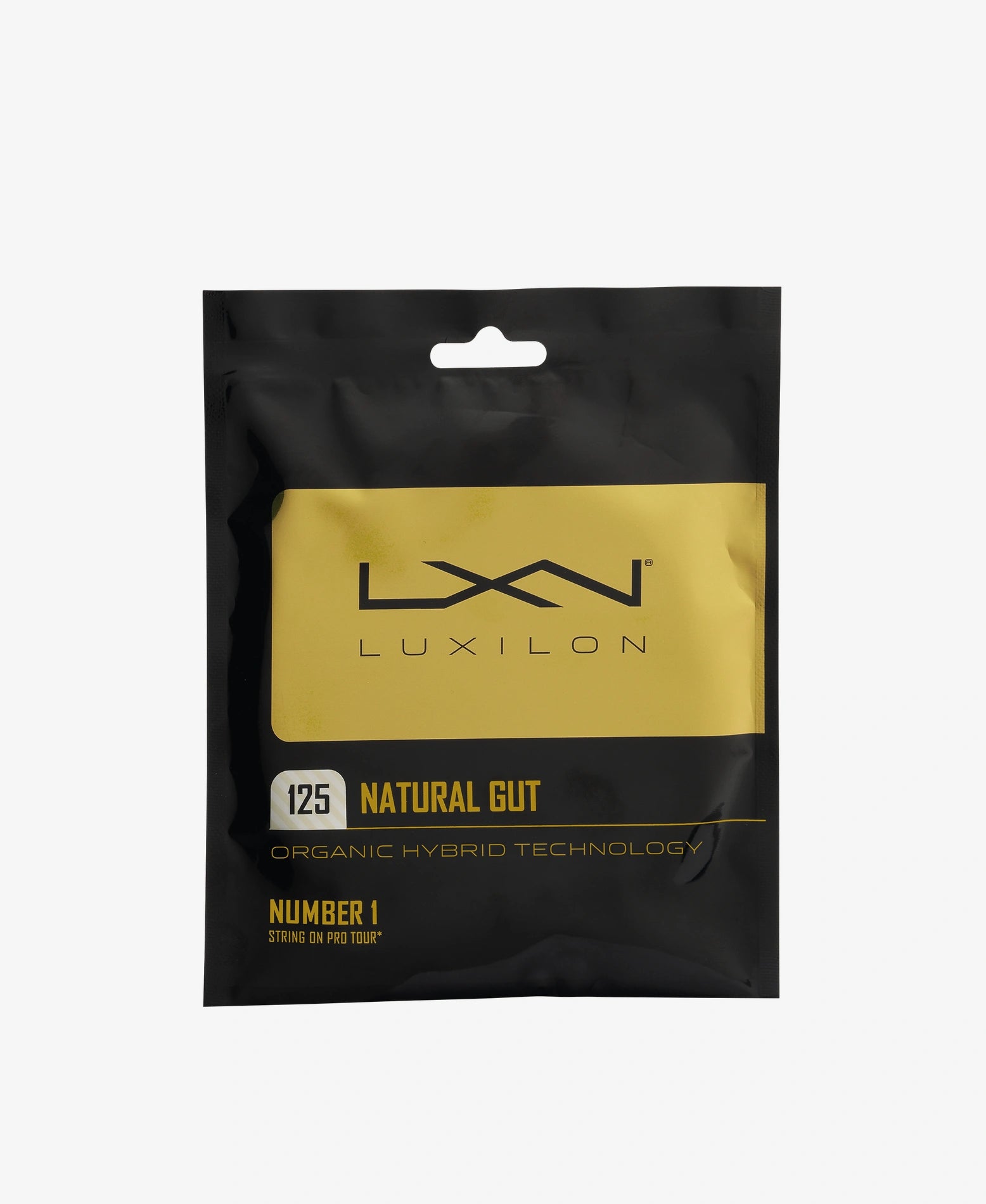 A set of Luxilon Natural Gut 125 Tennis String available for sale at GSM Sports.