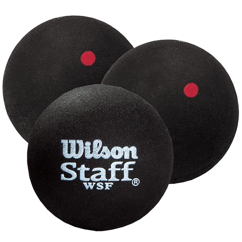 A pack of Wilson Staff Red Dot Squash Balls available for sale at GSM Sports.