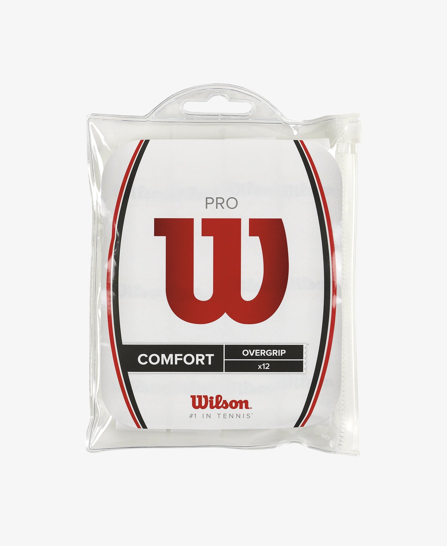 A pack of 12 Wilson Pro Overgrip in white available for sale at GSM Sports.