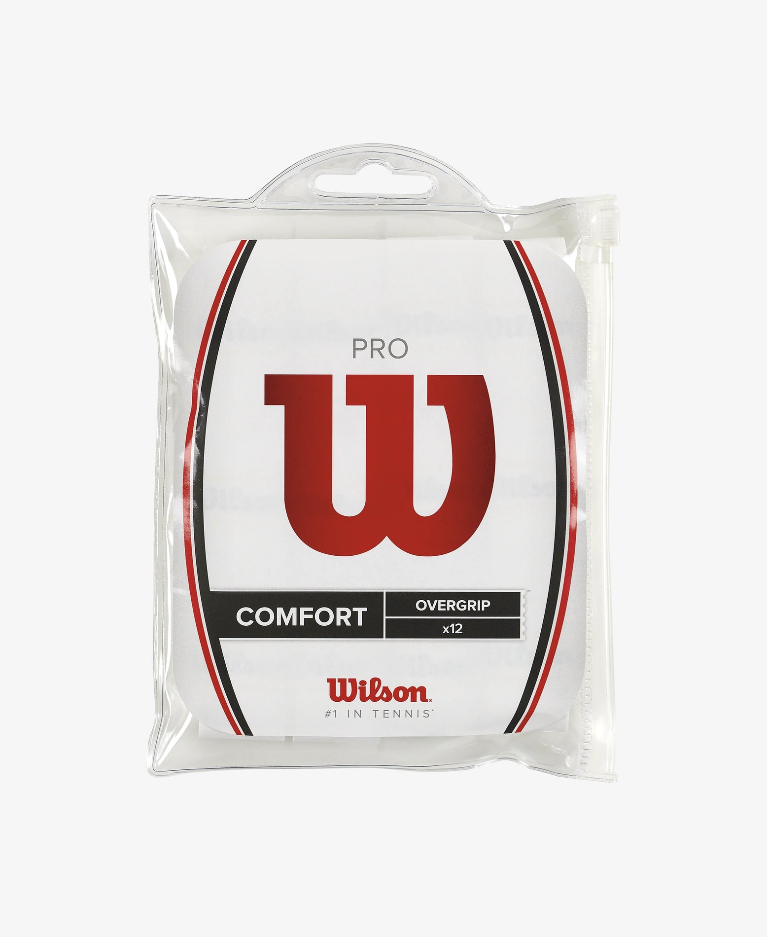A pack of 12 Wilson Pro Overgrip in white available for sale at GSM Sports.