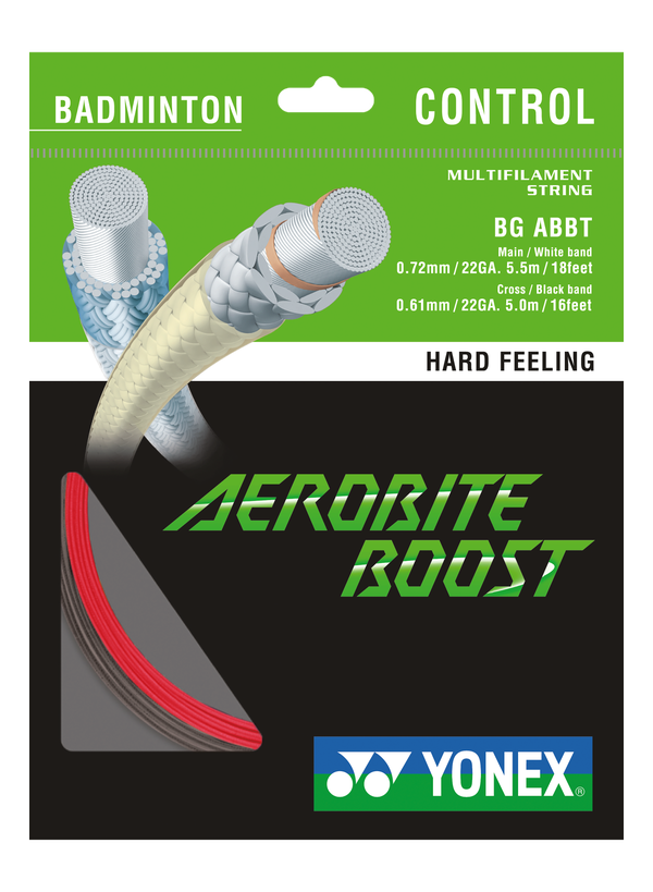 A set of Yonex Aerobite Boost String in Grey Red for sale at GSM Sports