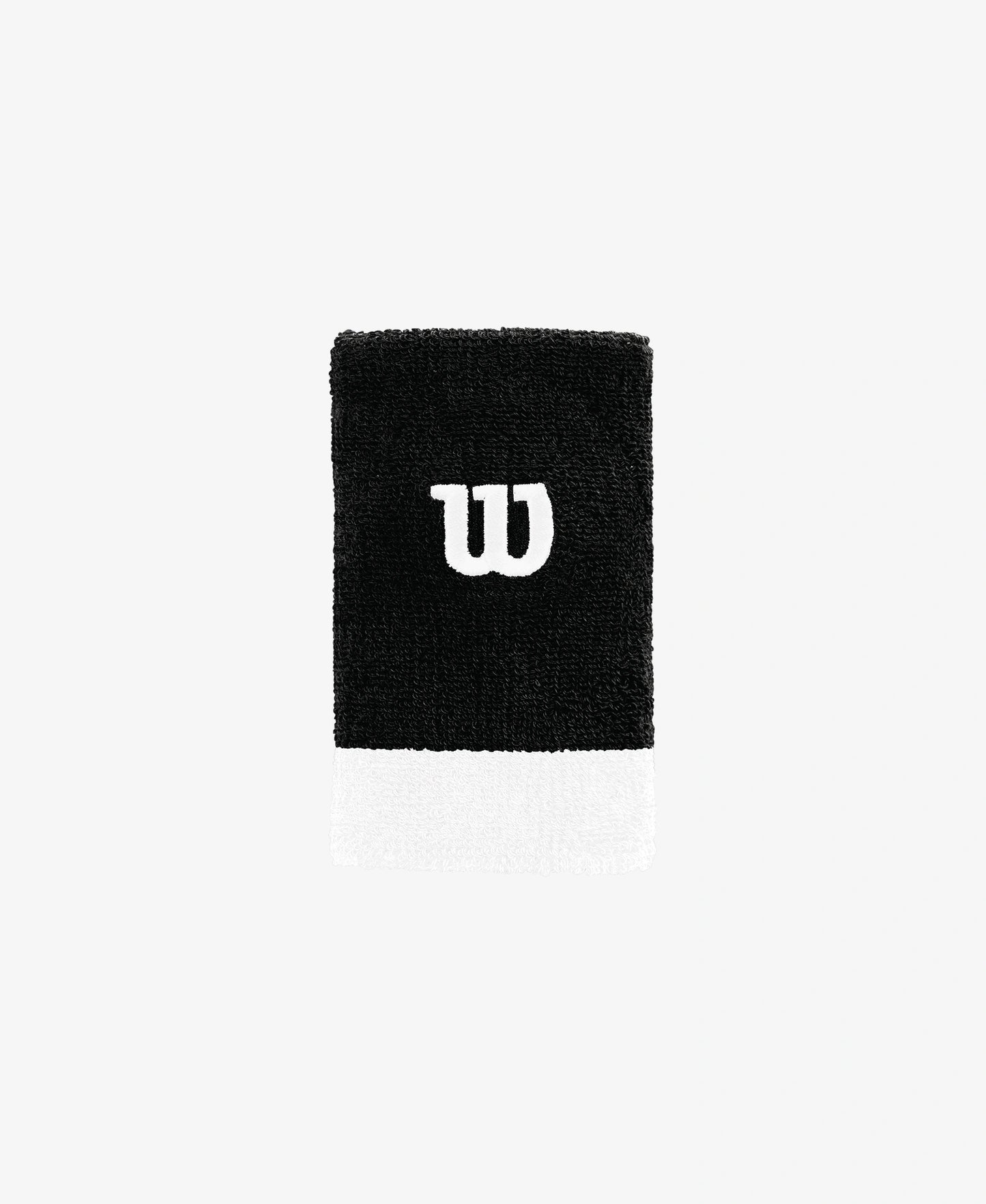 The Wilson Extra Wide W Wristband in black available for sale at GSM Sports.