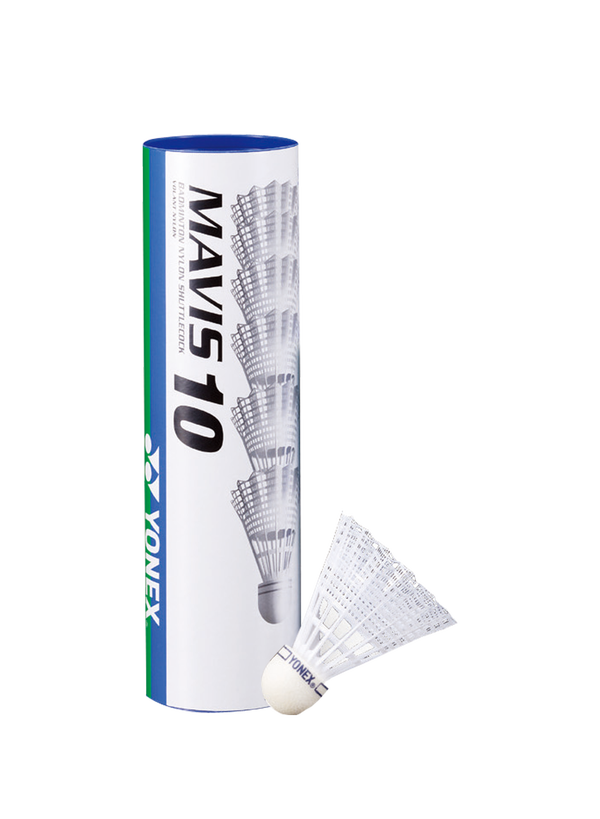 Yonex Mavis 10 Slow Shuttlecock in White containing Pack of 6 Shuttlecocks for sale at GSM Sports