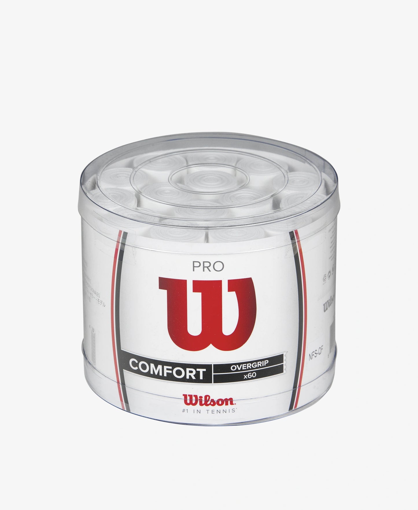 A pack of 60 Wilson Pro Overgrips in white available for sale at GSM Sports.
