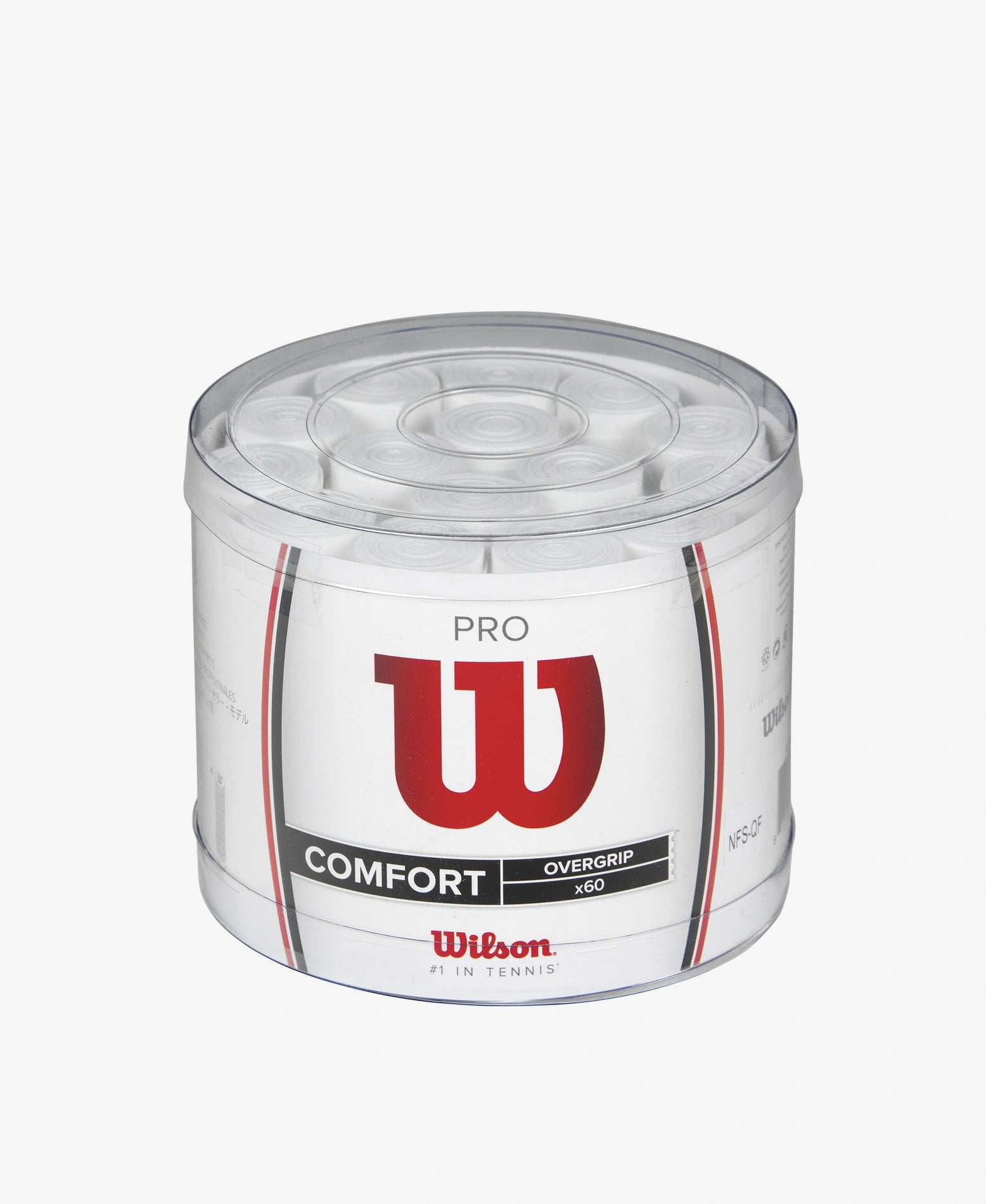 A pack of 60 Wilson Pro Overgrips in white available for sale at GSM Sports.