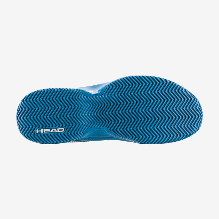 The sole of The Head Revolt Evo 2.0 Mens Clay and Padel Shoes in blue and white available to buy at GSM Sports