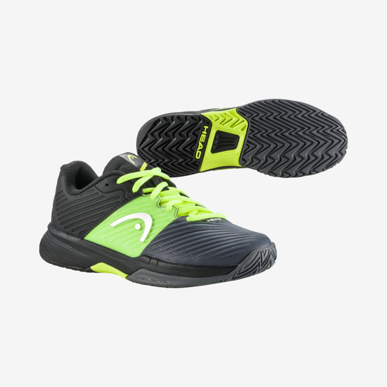 The Head Revolt Pro 4.0 Junior Tennis Shoes in black and green available for sale at GSM Sports