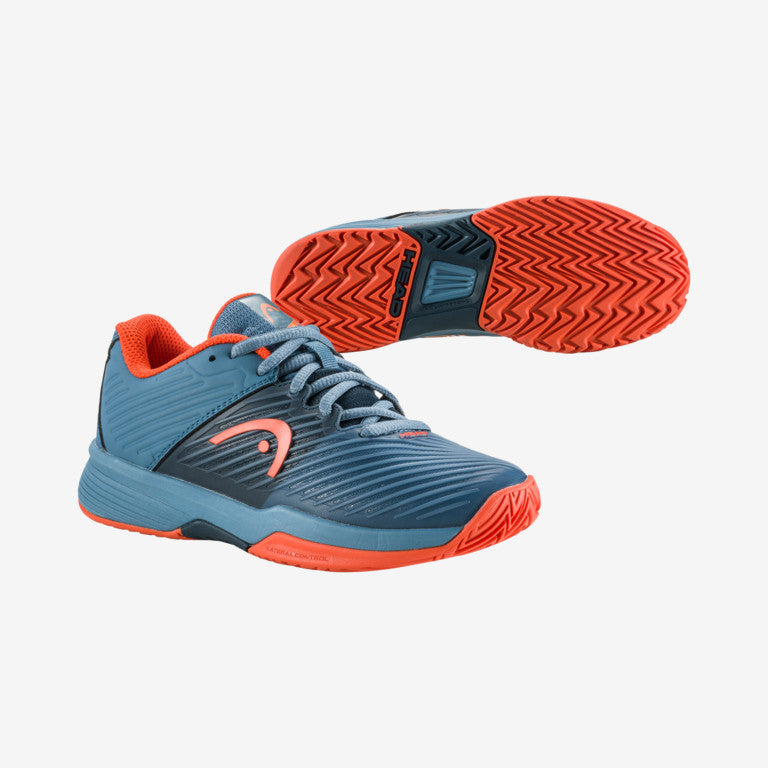 The Head Revolt Pro 4.0 Junior Tennis Shoes in blue and orange available for sale at GSM Sports