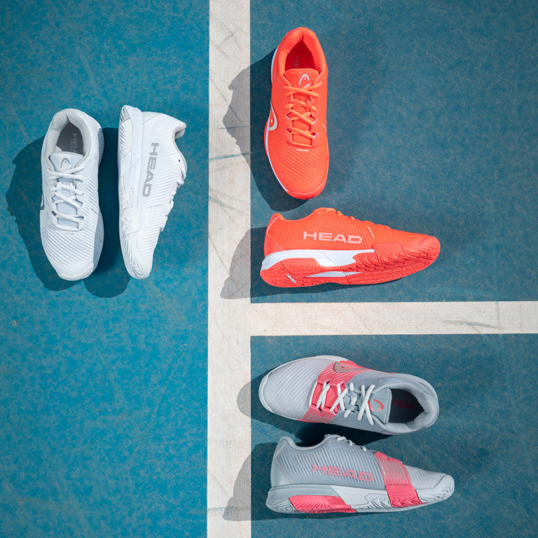 The Head Revolt Pro 4.0 Womens Tennis Shoes in grey and coral colour which are available for sale at GSM Sports.