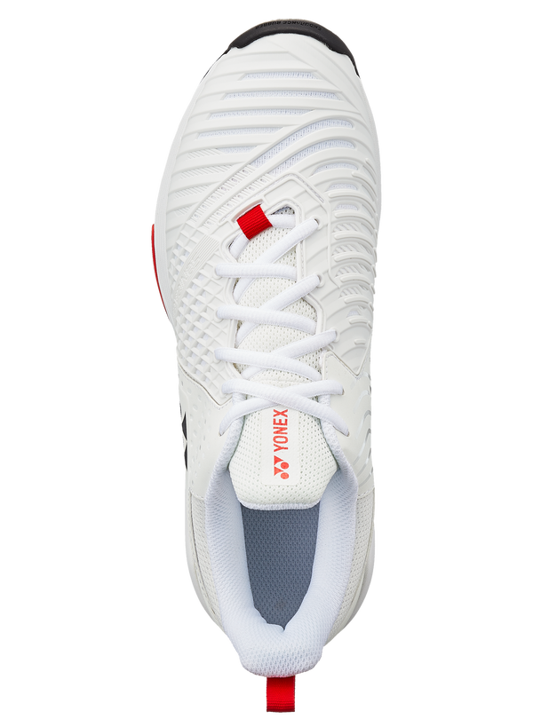 The Yonex Power Cushion Sonicage 3 Mens Tennis Shoes in white and red colour which are available for sale at GSM Sports.