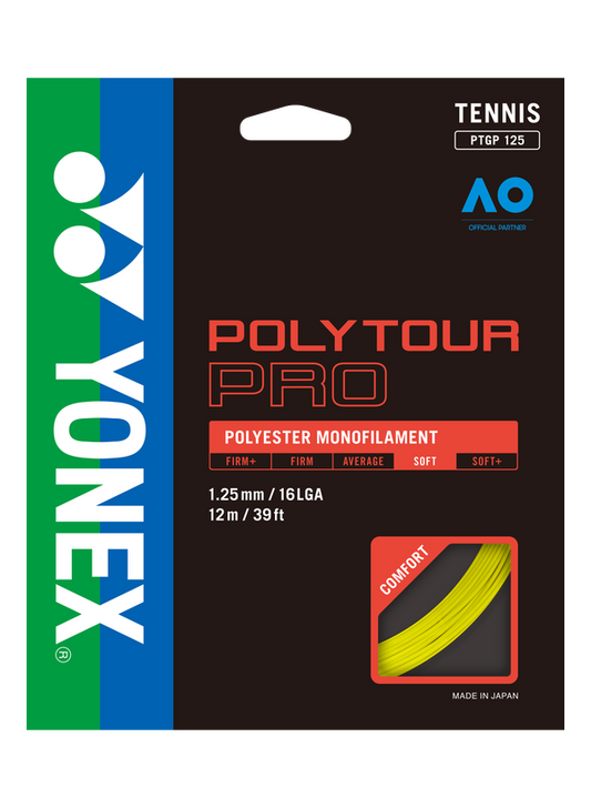 Yonex POLYTOUR PRO 125 Tennis String Set in Yellow for sale at GSM Sports