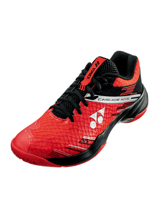 Yonex Power Cushion Cascade Accel Badminton Shoes - Red Black which is available for sale at GSM Sports