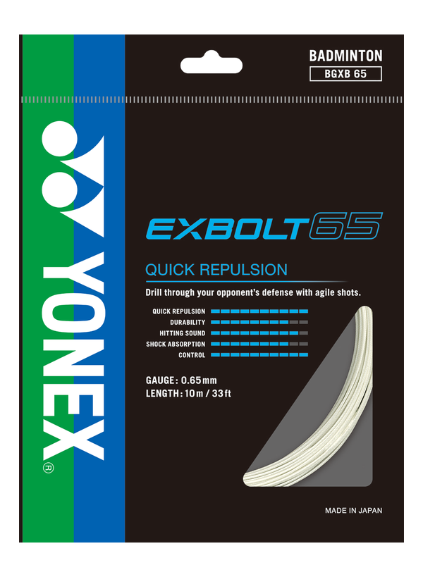Yonex Exbolt 65 10m Badminton String which is available for sale at GSM Sports