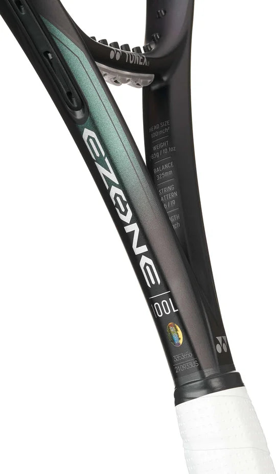 Yonex EZONE 100L Aqua Night Black Tennis Racket which is available for sale at GSM Sports