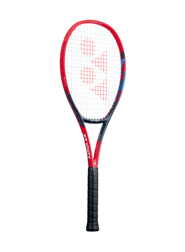 The Yonex VCORE 95 Tennis Racket in scarlet red which is available for sale at GSM Sports.