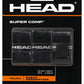 3 Pack of Head SuperComp Tennis Overgrips in black which is available for sale at GSM Sports