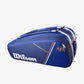 The Wilson Roland Garros Super Tour 15 Pack Racket Bag in blue available for sale at GSM Sports.