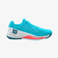 The Wilson Rush Pro 4.0 Womens Tennis Shoe- Scuba Blue / White / Fiery Coral Tn available for sale at GSM Sports.