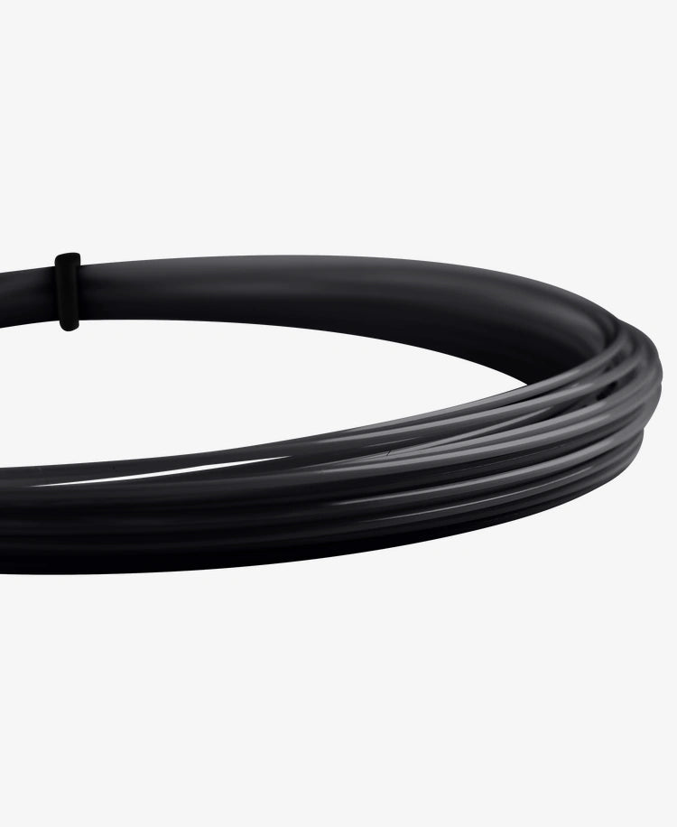 A set of Luxilon Savage 127 Tennis String in black available for sale at GSM Sports.