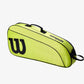 The Wilson Junior 3 Pack Racket Bag in Lime and Black  colour available for sale at GSM Sports.