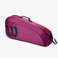 The Wilson Junior 3 Pack Racket Bag in Purple and Red colour available for sale at GSM Sports.