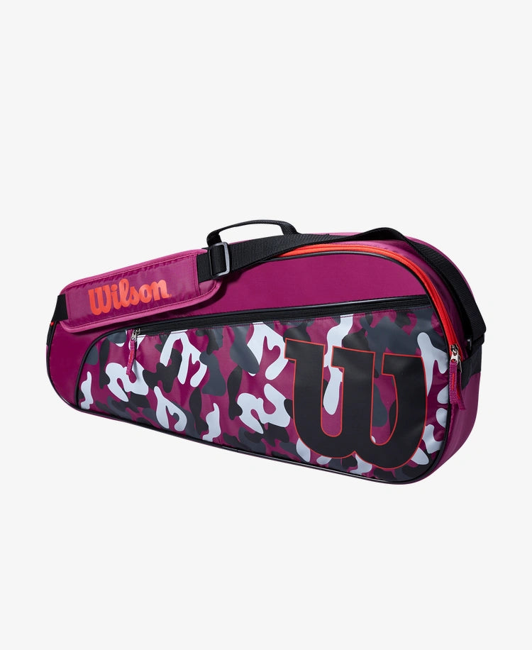 The Wilson Junior 3 Pack Racket Bag in Purple and Red colour available for sale at GSM Sports.