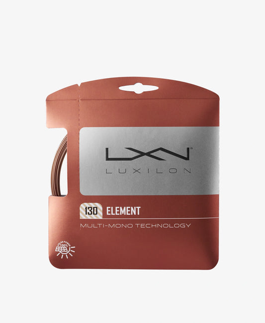 A set of Luxilon Element 130 Tennis String available for sale at GSM Sports.      