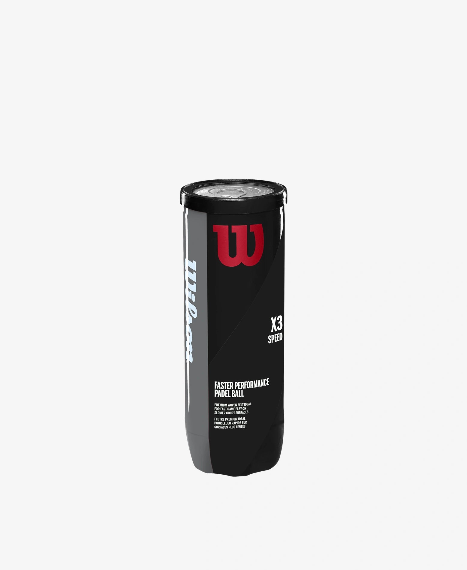 The Wilson X3 Speed Padel Ball containing 3 Padel Balls available for sale at GSM Sports.      