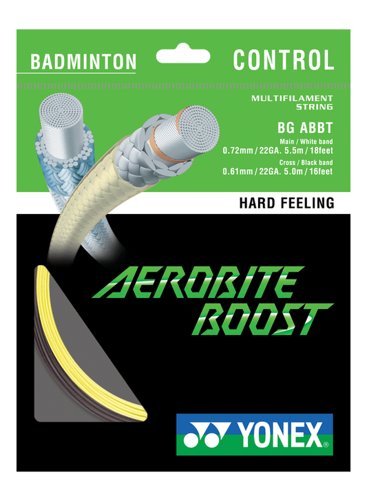 A set of Yonex Aerobite Boost String in Grey yellow for sale at GSM Sports