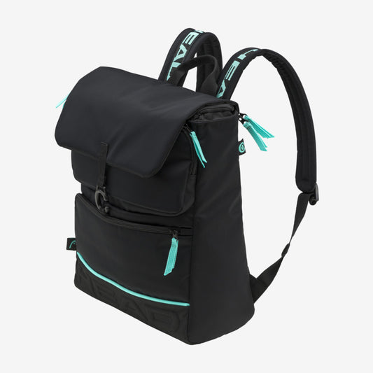The Head Coco Backpack in black and teal colour which is available for sale at GSM Sports.      