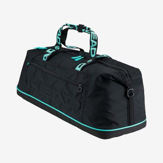 The Head Coco Duffle Bag in black and teal which is available for sale at GSM Sports.   