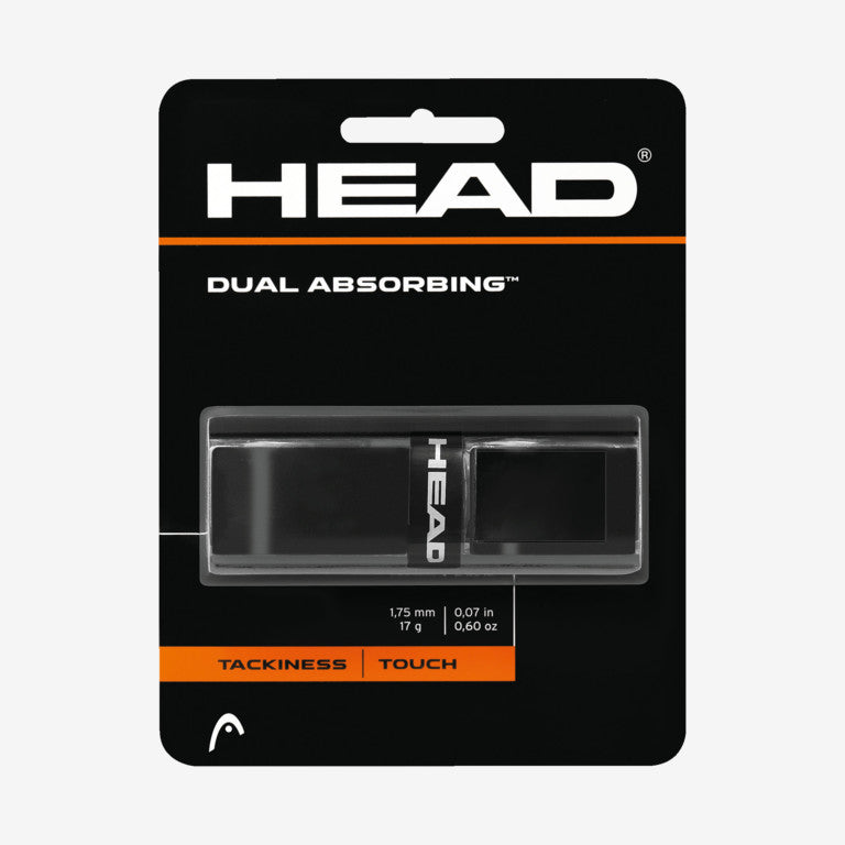 The Head Dual Absorbing Tennis Replacement Grip in black colour available for sale at GSM Sports.