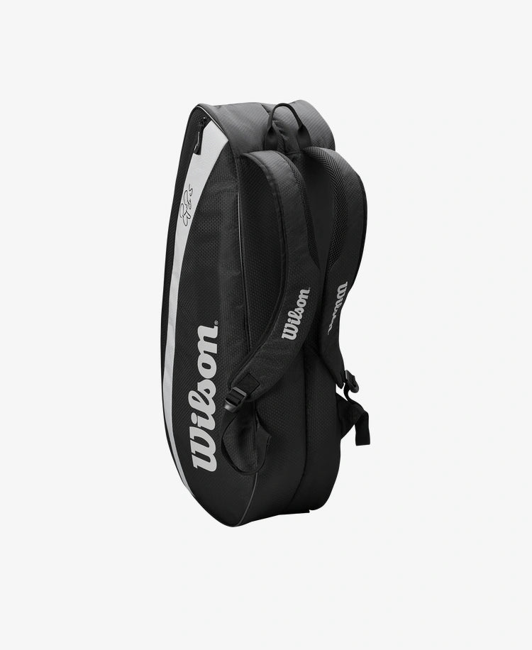 Wilson Fed Team 6 Pack Racket Bag Black GSM Sports