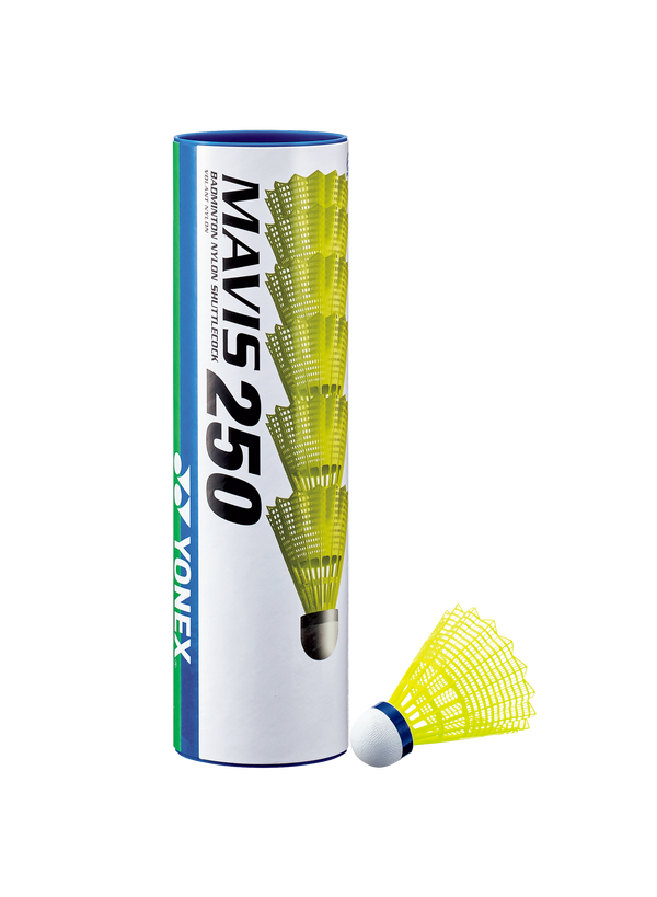 Yonex Mavis 250 Medium Paced Shuttlecock in Yellow Containing 6 Shuttlecocks for sale at GSM Sports
