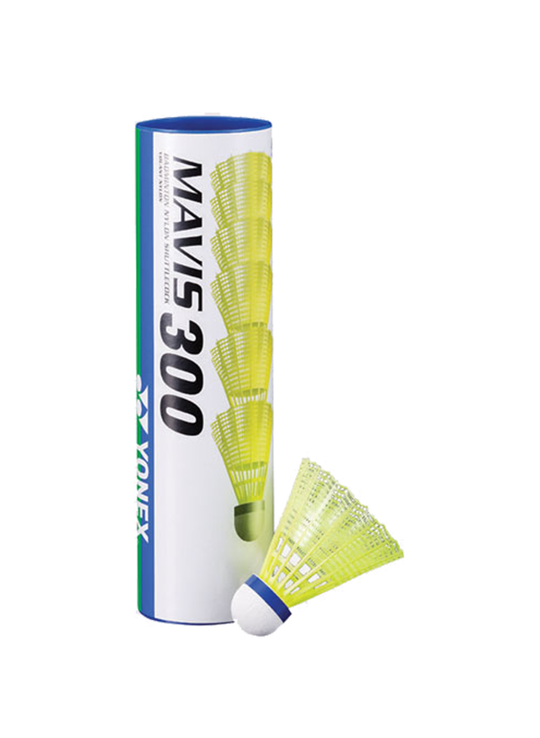Yonex Mavis 300 Medium Shuttlecocks in Yellow Containing  a Pack of 6 Shuttlecocks for sale at GSM Sports