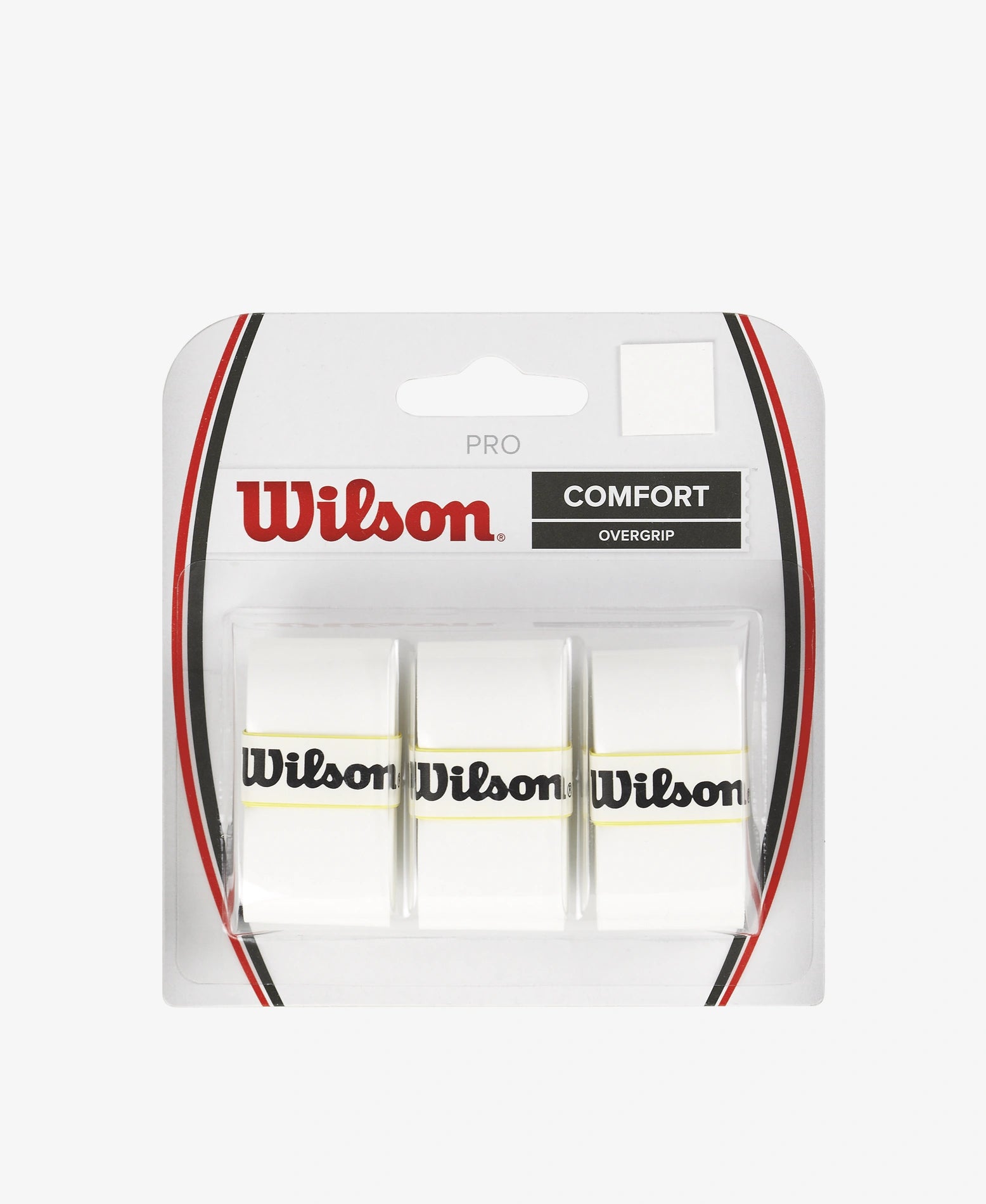 A 3 pack of Wilson Pro Overgrips in white available for sale at GSM Sports.      