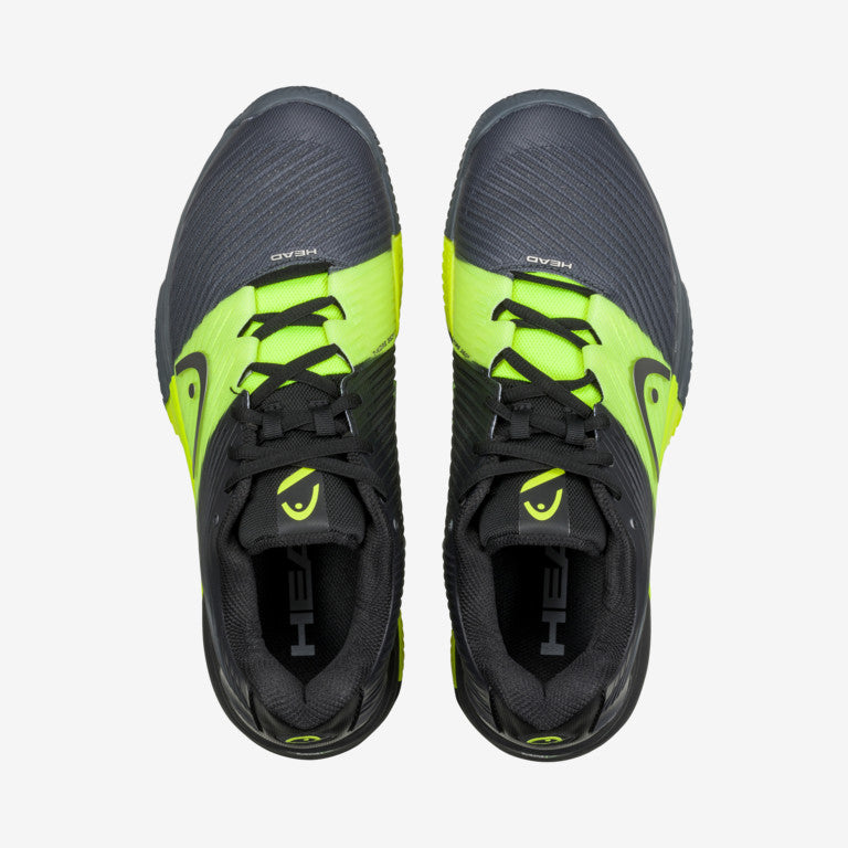 The Head Revolt Pro 4.0 Mens Clay & Padel Shoes in black and yellow available for sale at GSM Sports