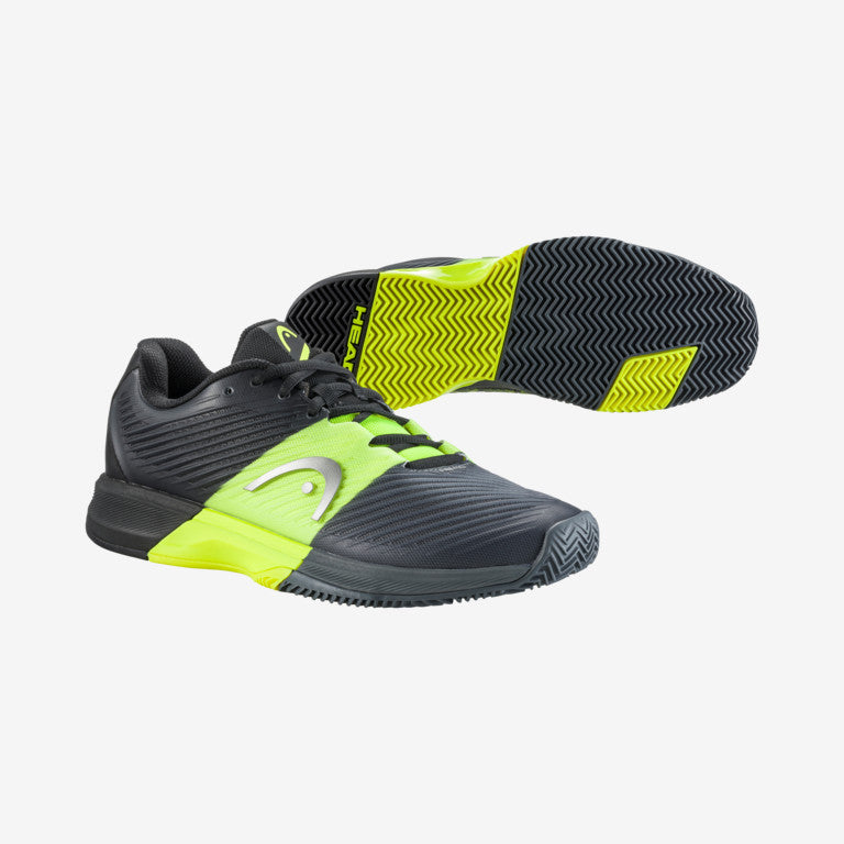 The Head Revolt Pro 4.0 Mens Clay & Padel Shoes in black and yellow available for sale at GSM Sports