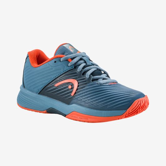 The Head Revolt Pro 4.0 Junior Tennis Shoes in blue and orange available for sale at GSM Sports