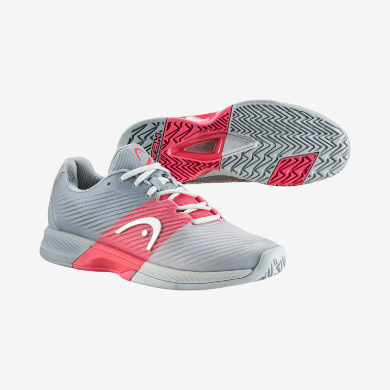 The Head Revolt Pro 4.0 Womens Tennis Shoes in grey and coral colour which are available for sale at GSM Sports.