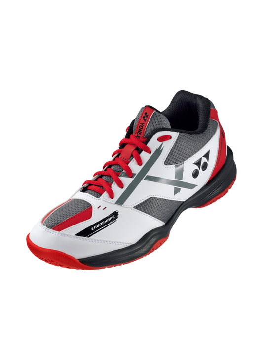 The Yonex Power Cushion 39 Wide Badminton Shoes in red and white colour which are available for sale at GSM Sports.   