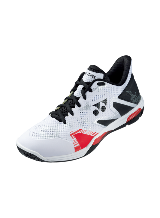 The Yonex Power Cushion Eclipision Z Wide Badminton Shoes in black and white colour which are available for sale at GSM Sports.   
