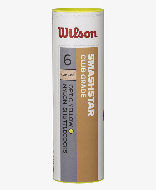 The Wilson Smashstar Shuttlecocks containing 6 nylon shuttlecocks which are available for sale at GSM Sports.      
