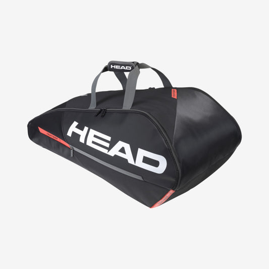 The Head Tour Team 9 Racket Supercombi Tennis Bag in black and orange which is available for sale at GSM Sports.   
